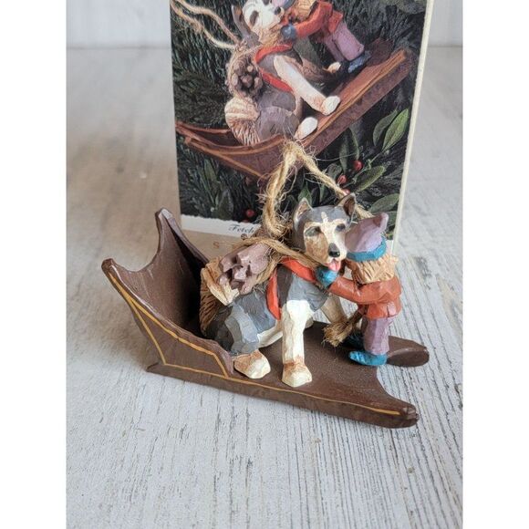 Hallmark 1995 fetching the firewood folk art ornament Xmas - Picture 1 of 7